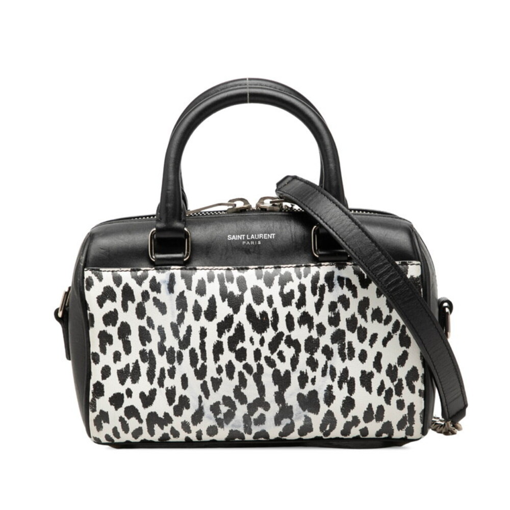 Saint Laurent Baby Duffle Handbag 2-Way Shoulder Bag 340238 Black Leather Wom...